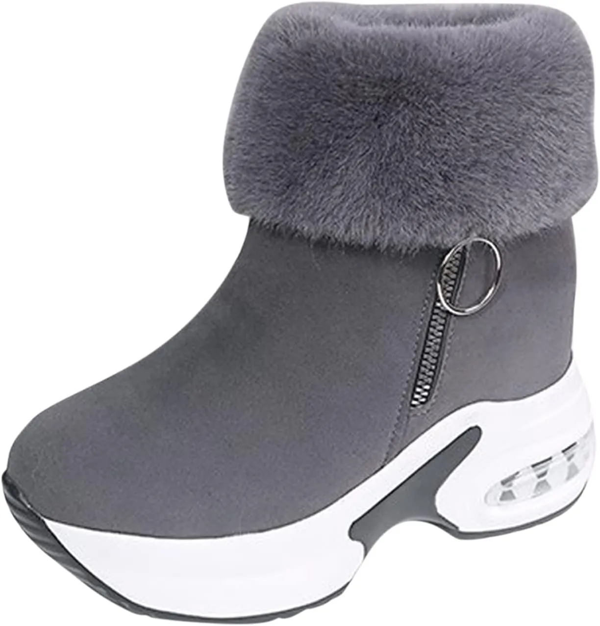 Womens Boots Fashion Fully Fur Lined Thick Sole Side Zipper Boots for Women Soft Cozy Warm Snow Boots for Women
