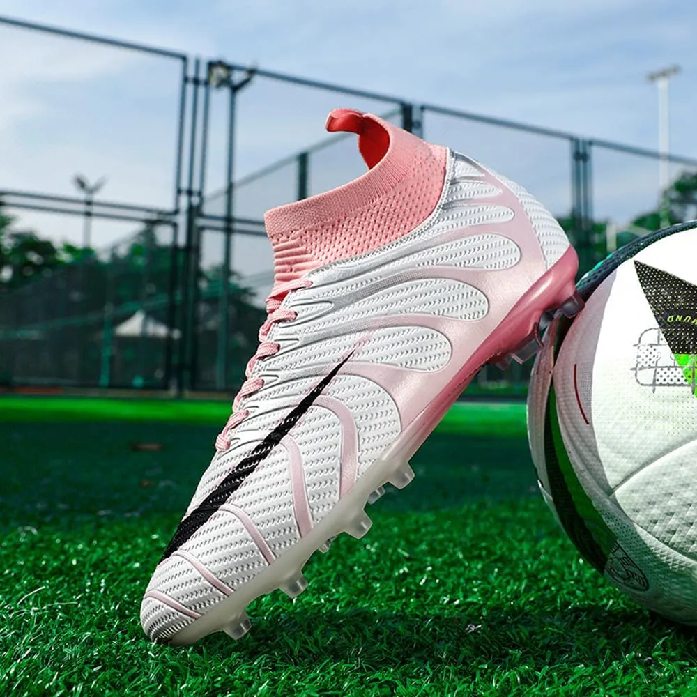 Women's Breathable Futsal Cleats for Training - High Top AG Soccer Shoes for Outdoor - Mens Athletic Football Sneakers