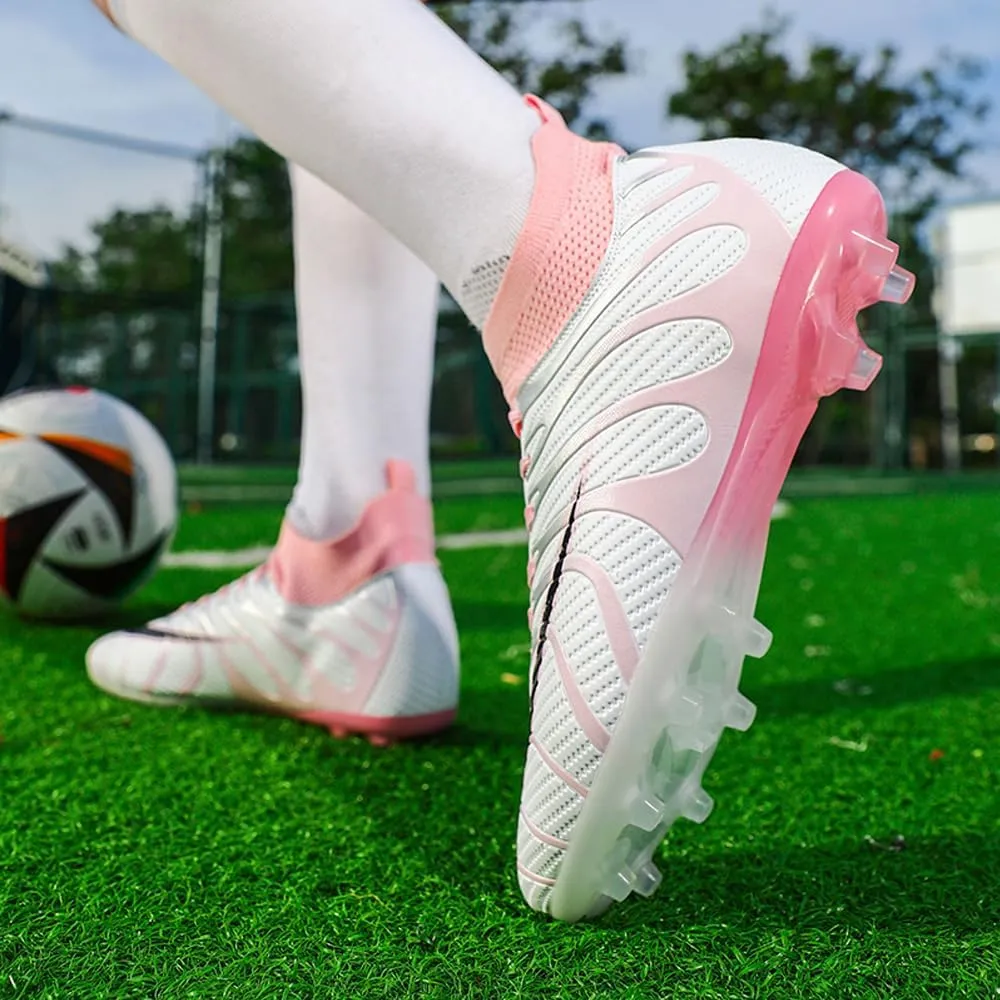 Women's Breathable Futsal Cleats for Training - High Top AG Soccer Shoes for Outdoor - Mens Athletic Football Sneakers