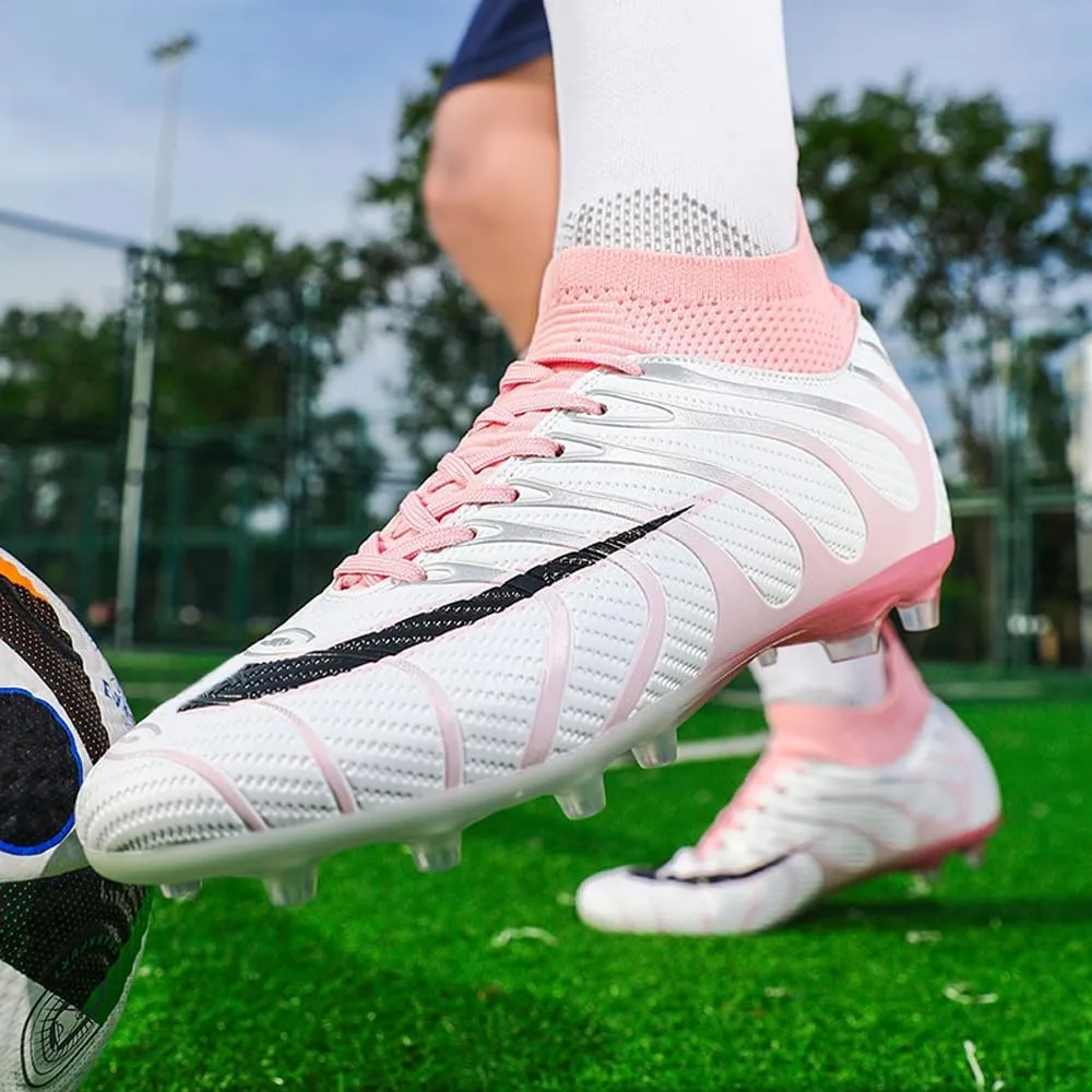 Women's Breathable Futsal Cleats for Training - High Top AG Soccer Shoes for Outdoor - Mens Athletic Football Sneakers
