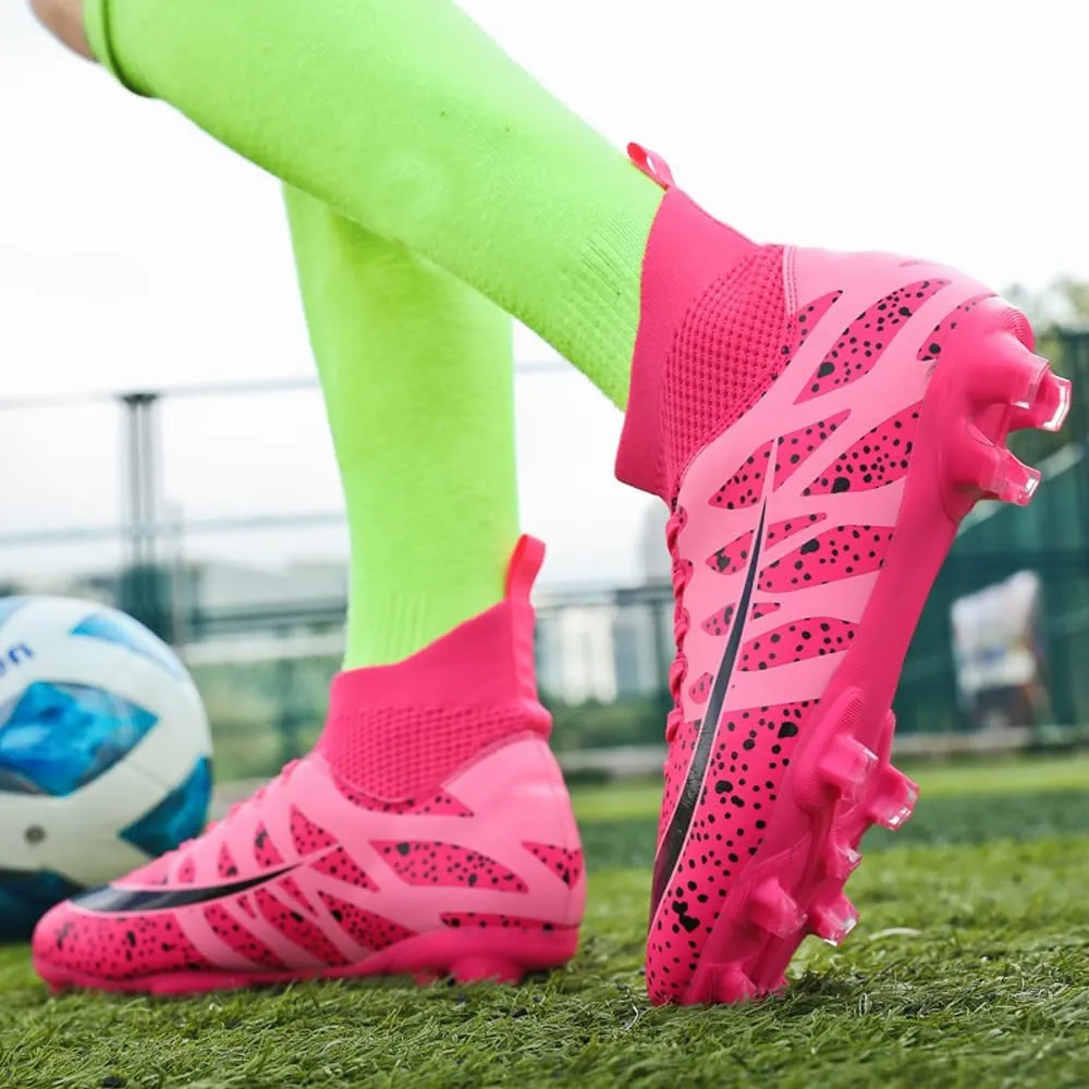 Women's Breathable Futsal Cleats for Training - High Top AG Soccer Shoes for Outdoor - Mens Athletic Football Sneakers
