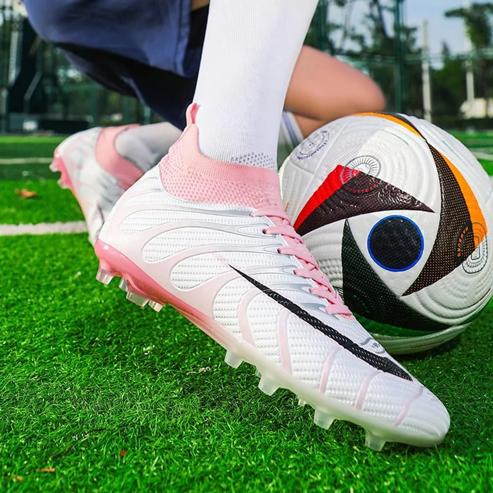 Women's Breathable Futsal Cleats for Training - High Top AG Soccer Shoes for Outdoor - Mens Athletic Football Sneakers