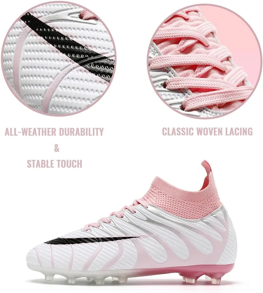 Women's Breathable Futsal Cleats for Training - High Top AG Soccer Shoes for Outdoor - Mens Athletic Football Sneakers