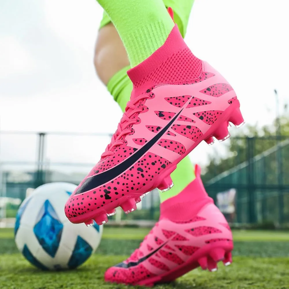 Women's Breathable Futsal Cleats for Training - High Top AG Soccer Shoes for Outdoor - Mens Athletic Football Sneakers