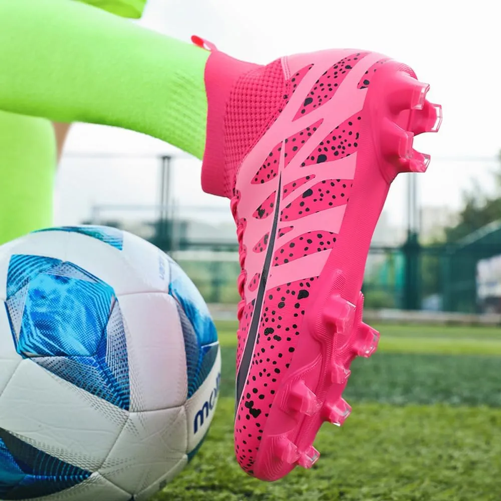 Women's Breathable Futsal Cleats for Training - High Top AG Soccer Shoes for Outdoor - Mens Athletic Football Sneakers