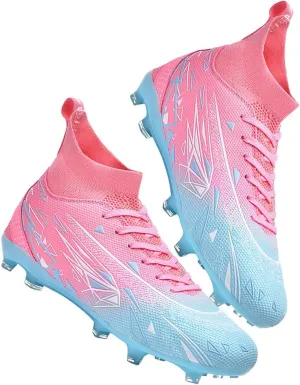 Women's Breathable Futsal Cleats for Training - High Top AG Soccer Shoes for Outdoor - Mens Athletic Football Sneakers