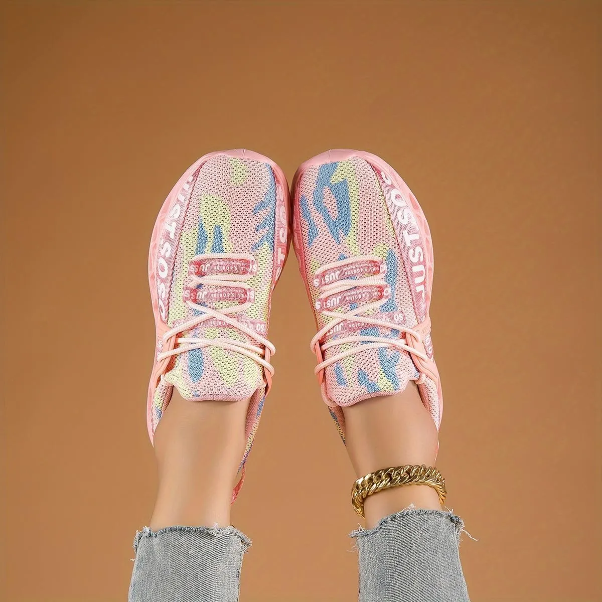 Women's Camo Running Shoes: Lightweight, Soft Sole, Breathable Mesh Sneakers with Lace Up Comfort