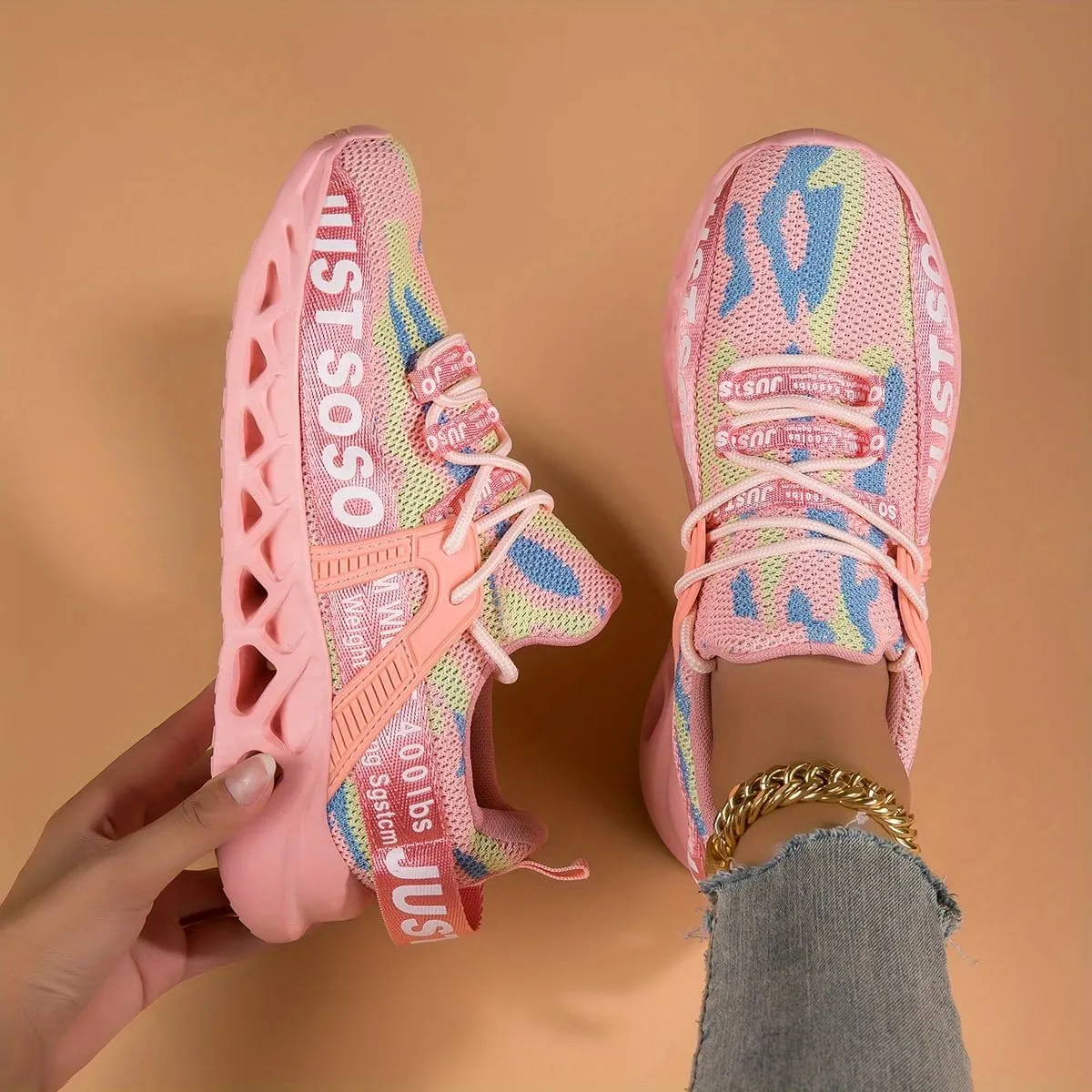 Women's Camo Running Shoes: Lightweight, Soft Sole, Breathable Mesh Sneakers with Lace Up Comfort