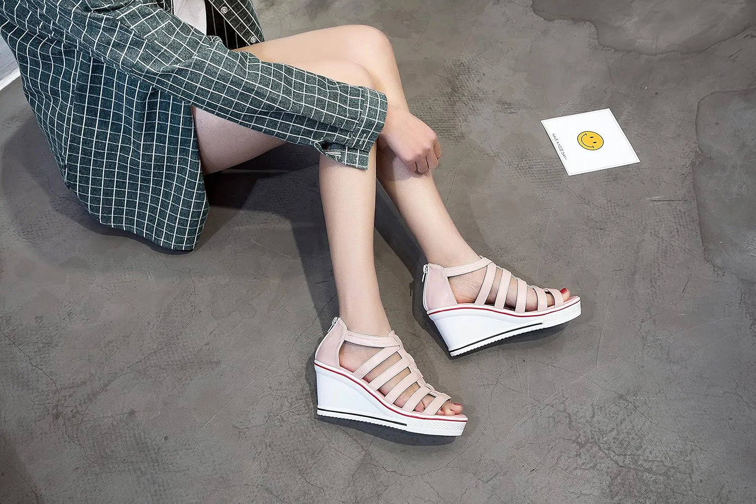 Women's Canvas High-Heeled Shoes Fashion Sneakers Casual Shoes for Walking Platform Wedges Pump Shoes