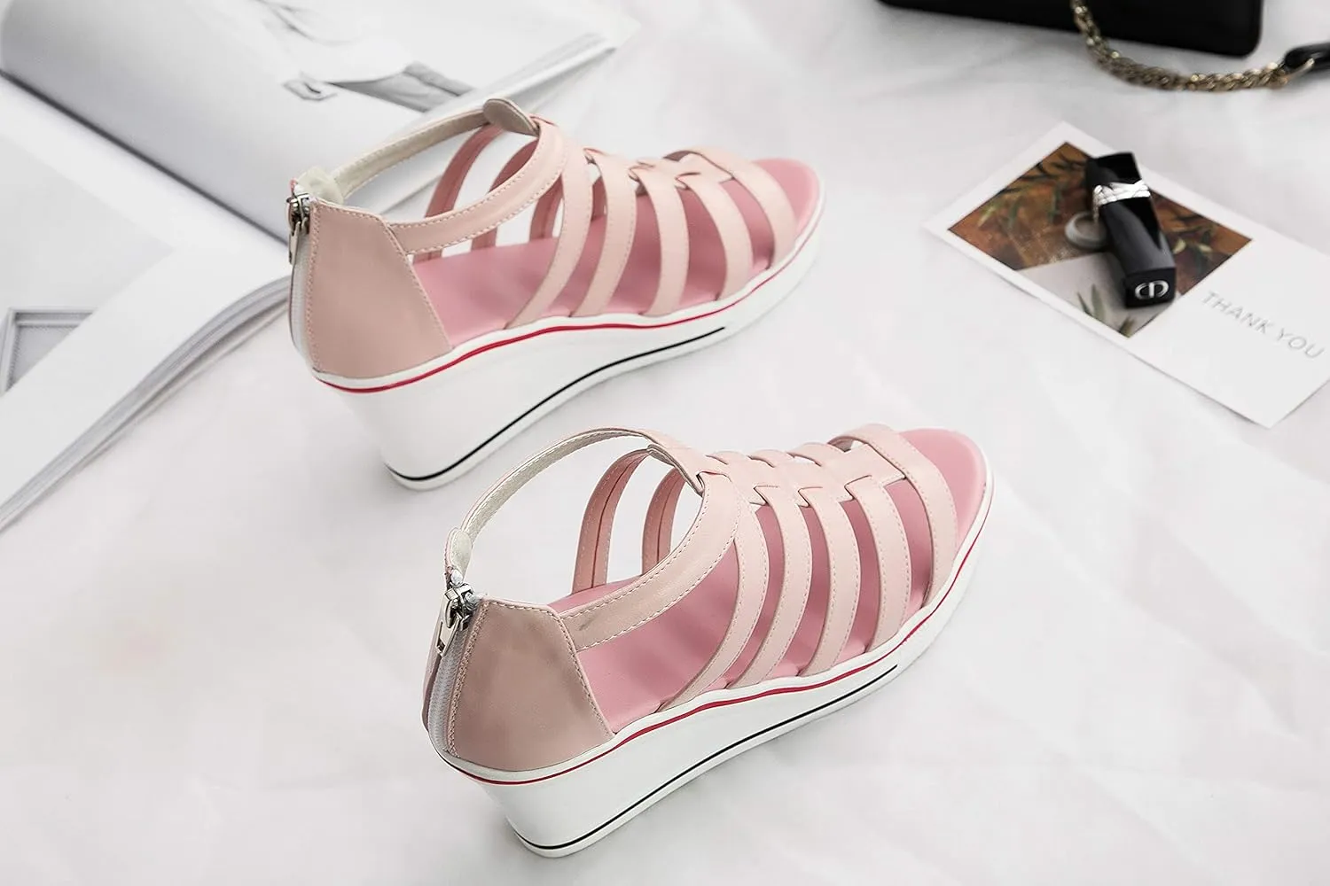 Women's Canvas High-Heeled Shoes Fashion Sneakers Casual Shoes for Walking Platform Wedges Pump Shoes