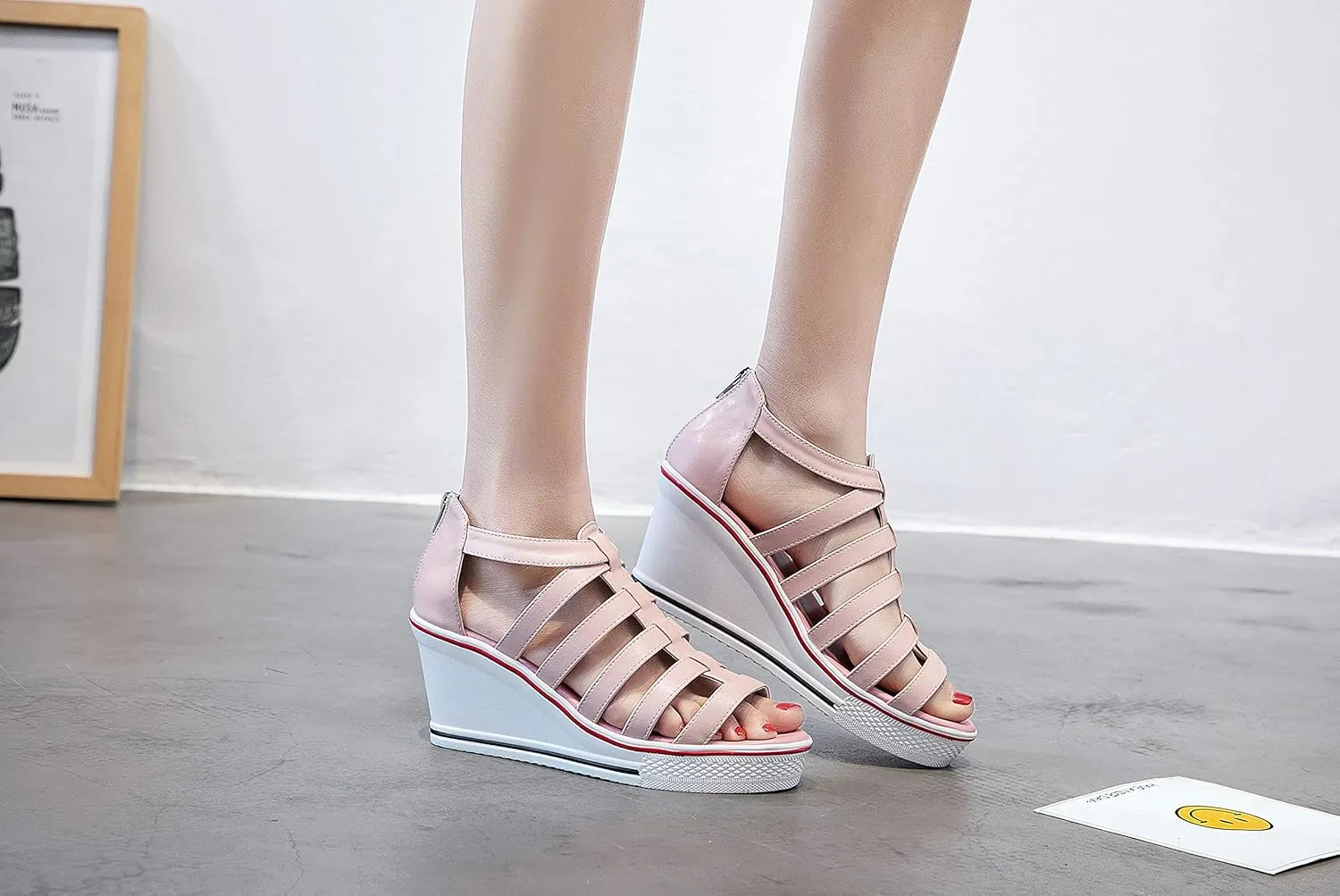 Women's Canvas High-Heeled Shoes Fashion Sneakers Casual Shoes for Walking Platform Wedges Pump Shoes