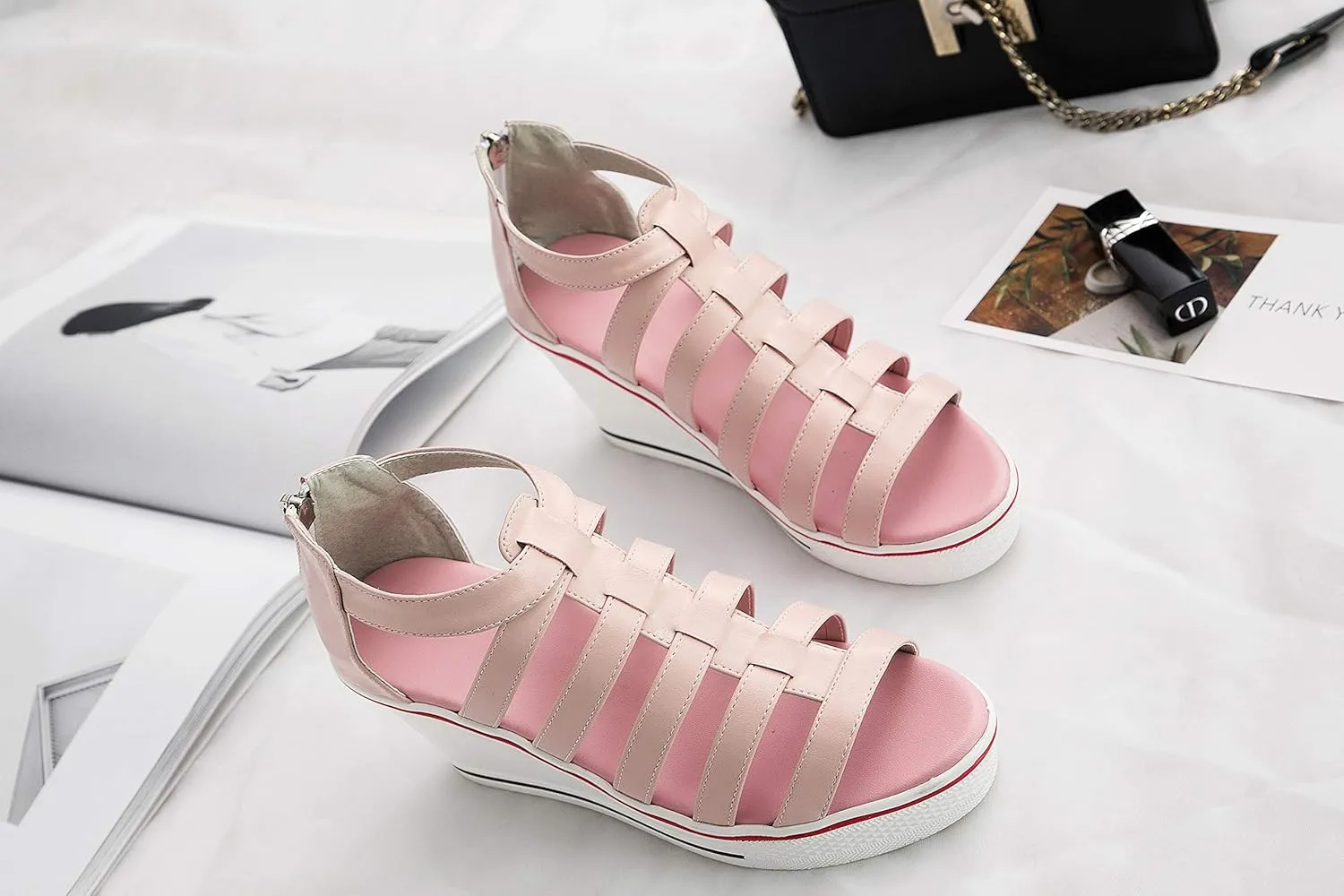Women's Canvas High-Heeled Shoes Fashion Sneakers Casual Shoes for Walking Platform Wedges Pump Shoes