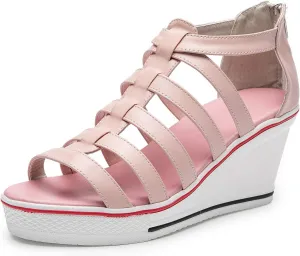 Women's Canvas High-Heeled Shoes Fashion Sneakers Casual Shoes for Walking Platform Wedges Pump Shoes