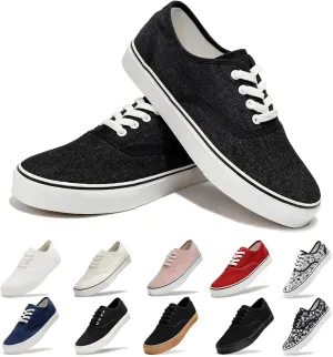 Women's Canvas Shoes Low Top Fashion Classic Slip on Canvas Sneakers Lace-up Walking Shoes Tennis Shoes