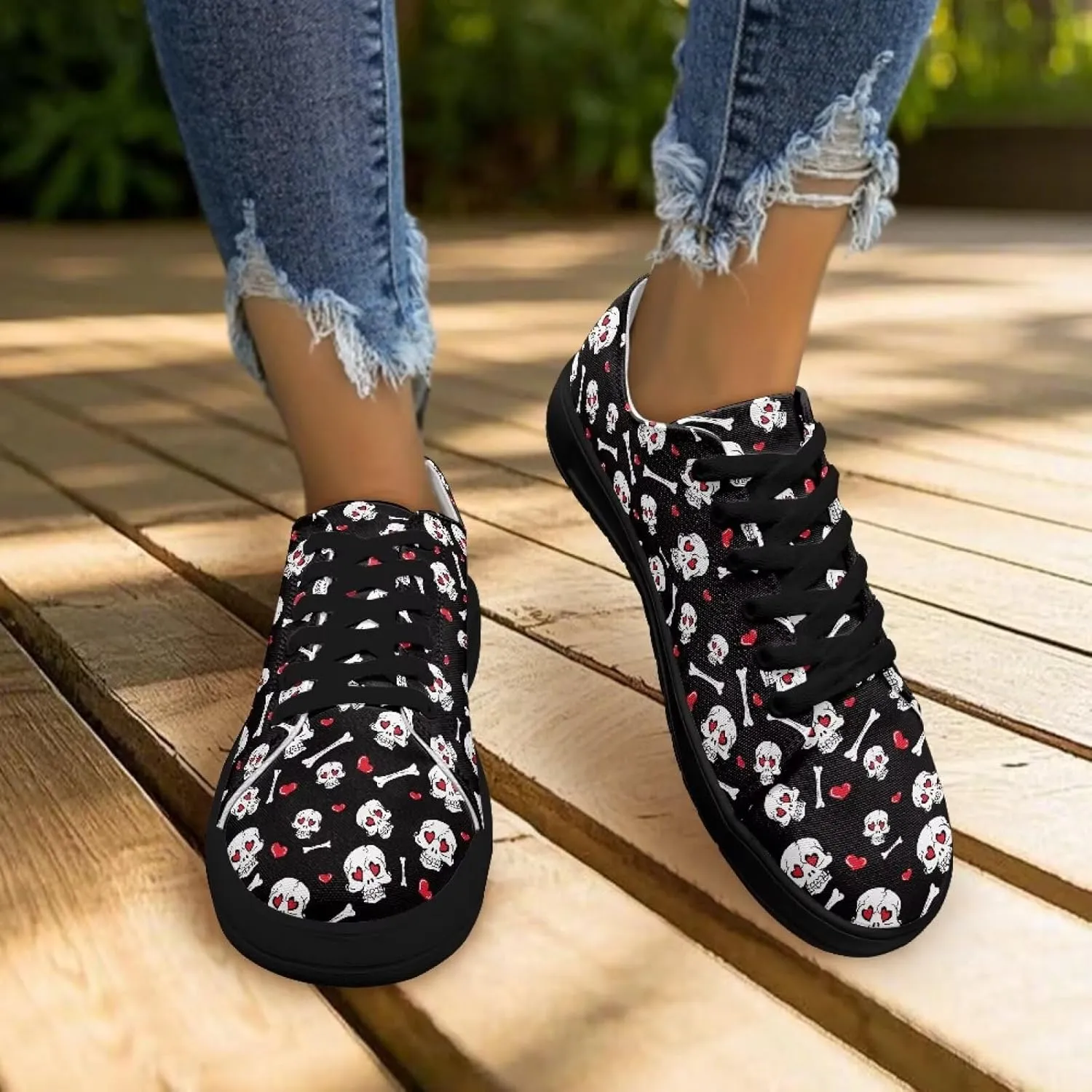 Women’s Canvas Sneakers Orthotic Walking Shoes with Memory Foam Non-Slip Canvas Shoes for Hiking Walking Running