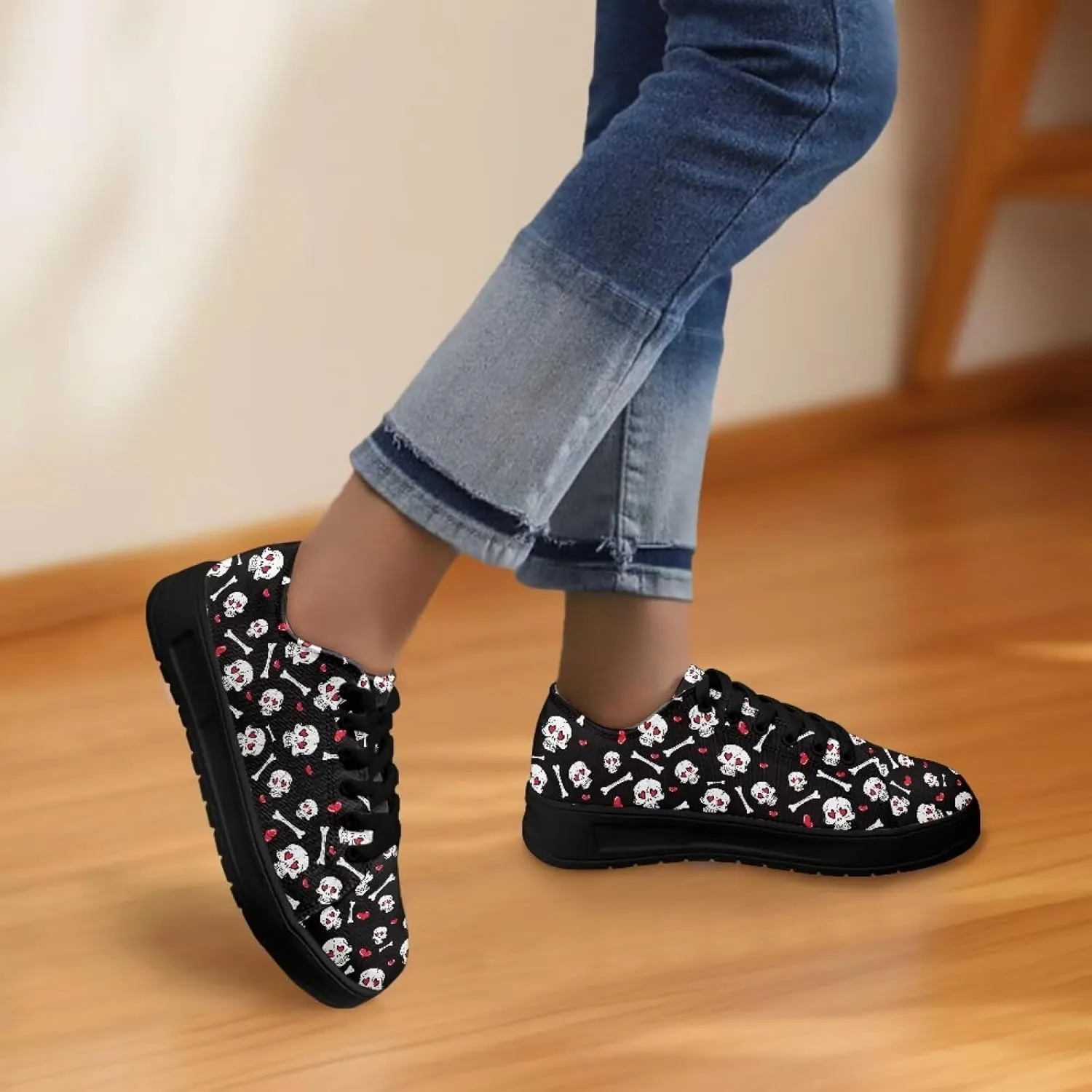 Women’s Canvas Sneakers Orthotic Walking Shoes with Memory Foam Non-Slip Canvas Shoes for Hiking Walking Running