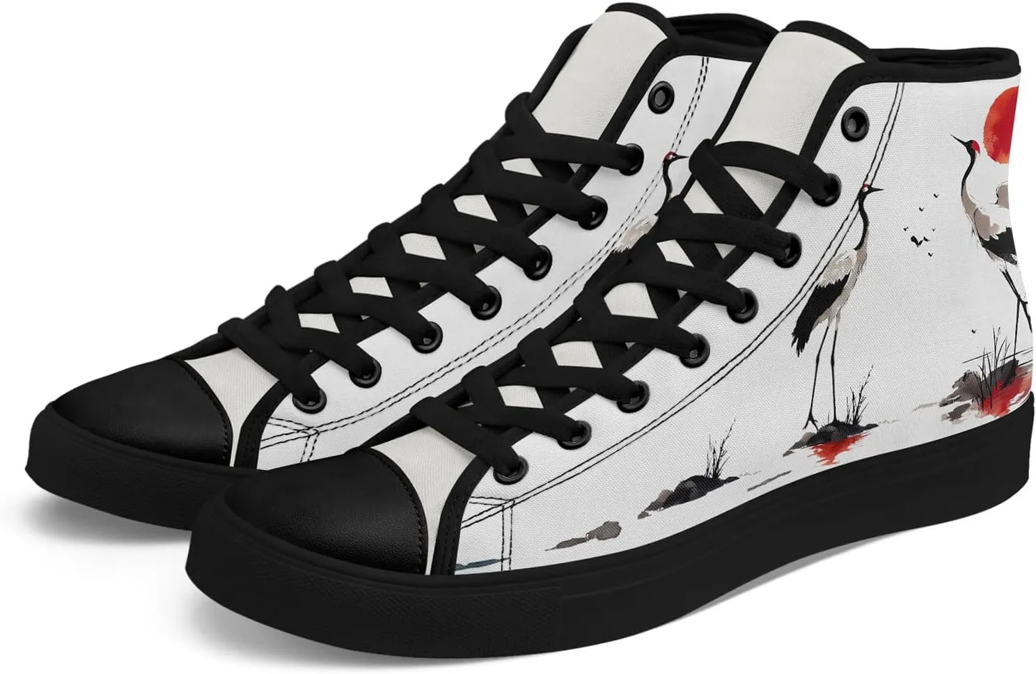 Women's High Top Sneakers Canvas Shoes Lace up Casual Tennis Shoes Fashion Flat Walking Shoe for Men