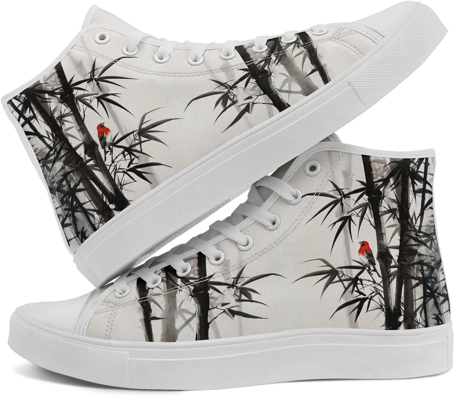 Women's High Top Sneakers Canvas Shoes Lace up Casual Tennis Shoes Fashion Flat Walking Shoe for Men