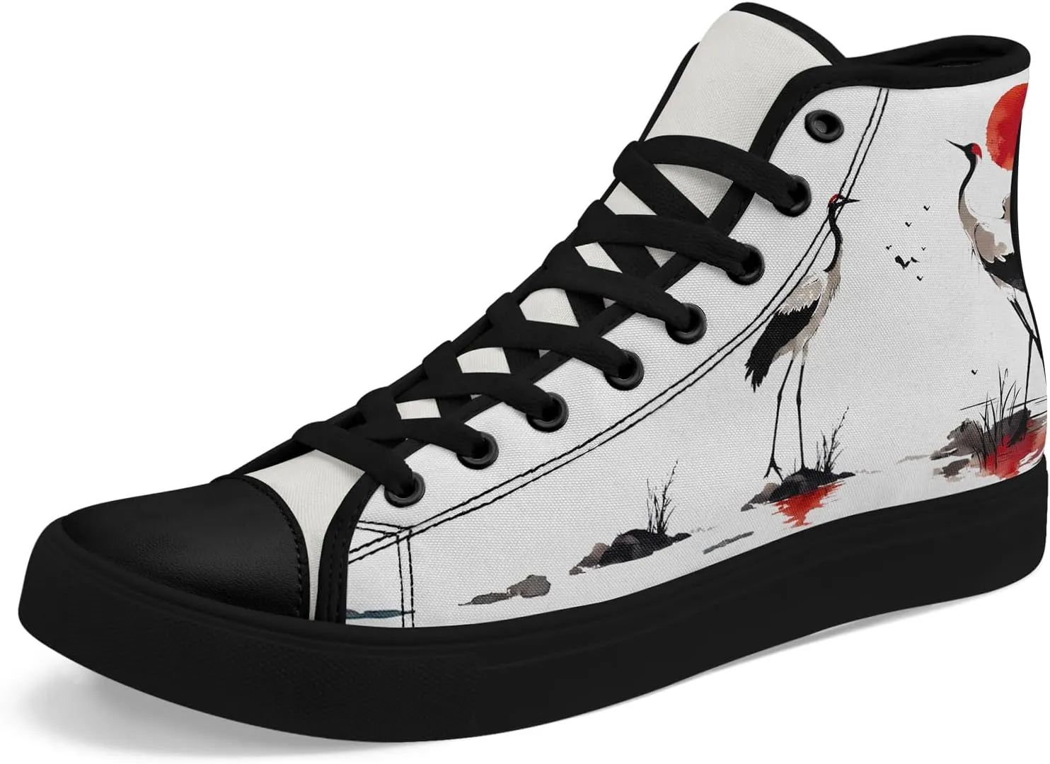 Women's High Top Sneakers Canvas Shoes Lace up Casual Tennis Shoes Fashion Flat Walking Shoe for Men
