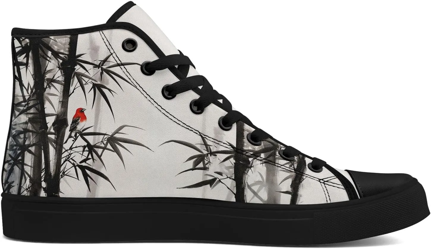Women's High Top Sneakers Canvas Shoes Lace up Casual Tennis Shoes Fashion Flat Walking Shoe for Men