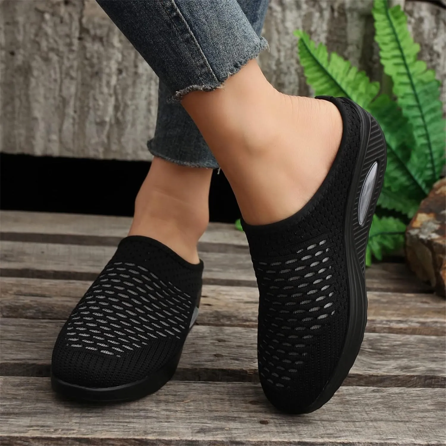 Women's Mules Clogs Shoes Breathable Mesh Wedge Walking Shoes Platform Sneakers Sport Sandals Casual Sneakers