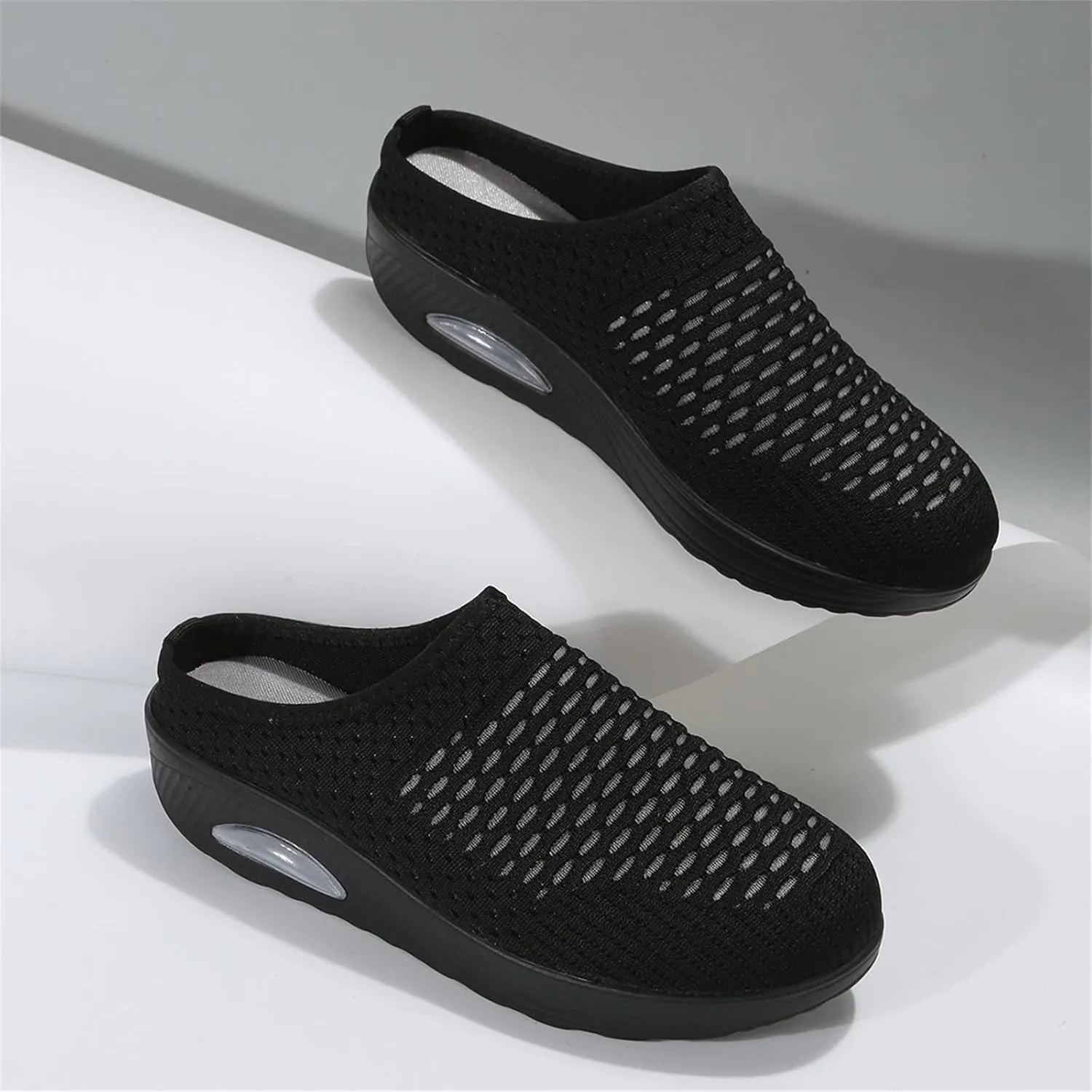 Women's Mules Clogs Shoes Breathable Mesh Wedge Walking Shoes Platform Sneakers Sport Sandals Casual Sneakers