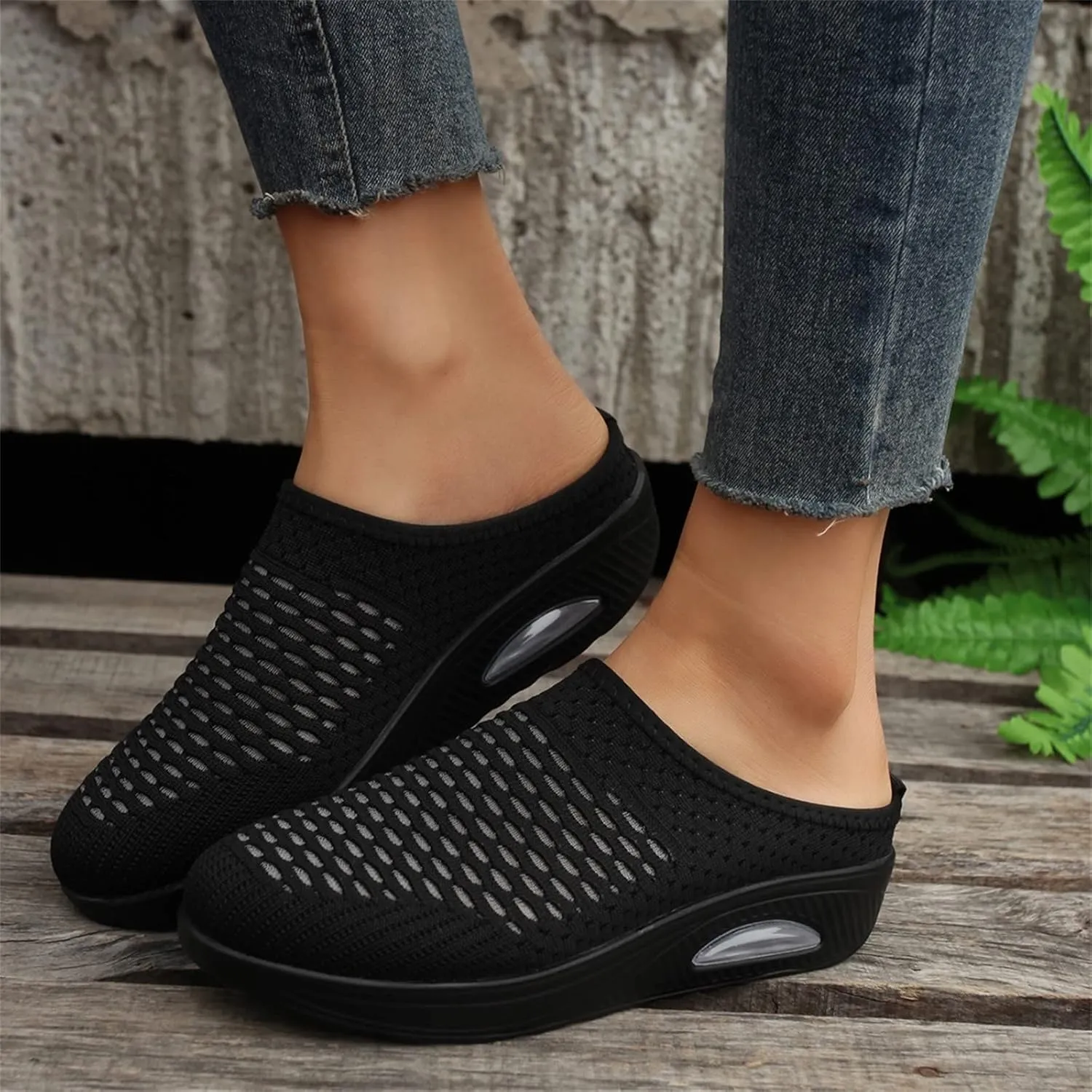 Women's Mules Clogs Shoes Breathable Mesh Wedge Walking Shoes Platform Sneakers Sport Sandals Casual Sneakers