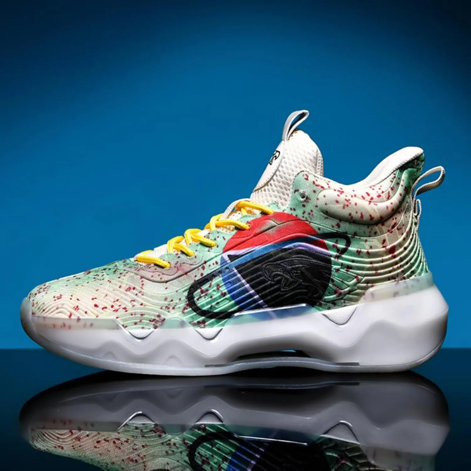 Womens Noctilucent Colorful Painting Basketball Shoes Casual Fashion High Top Lace Up Running Sneakers Tennis Outdoor Sport Shoes