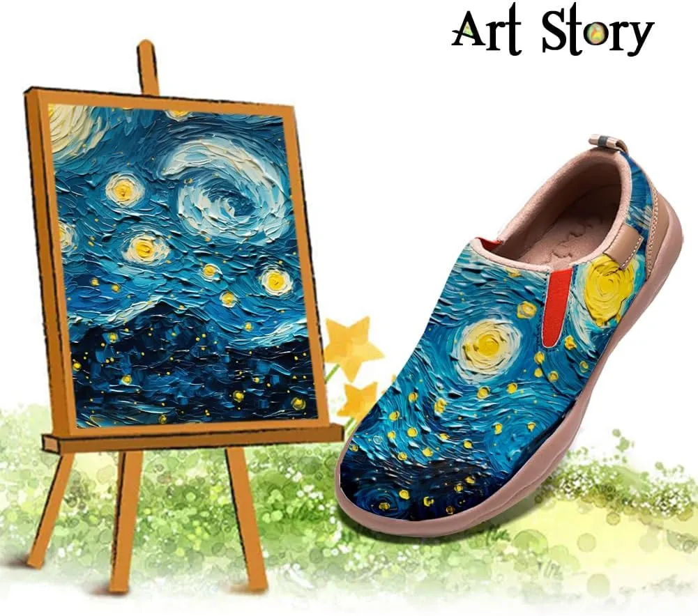 Women's Painted Shoes Outdoor Travel Loafers Comfortable Casual Slip-On Starry Sky Sneakers
