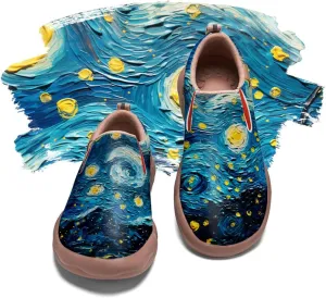 Women's Painted Shoes Outdoor Travel Loafers Comfortable Casual Slip-On Starry Sky Sneakers
