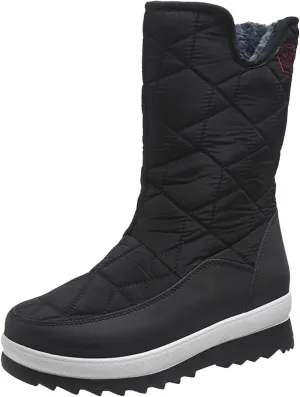Women's Pull on Snow Boot Mid Calf Waterproof Winter Warm Lightweight Non Slip Faux Fur Lined Platform Ankle Booties