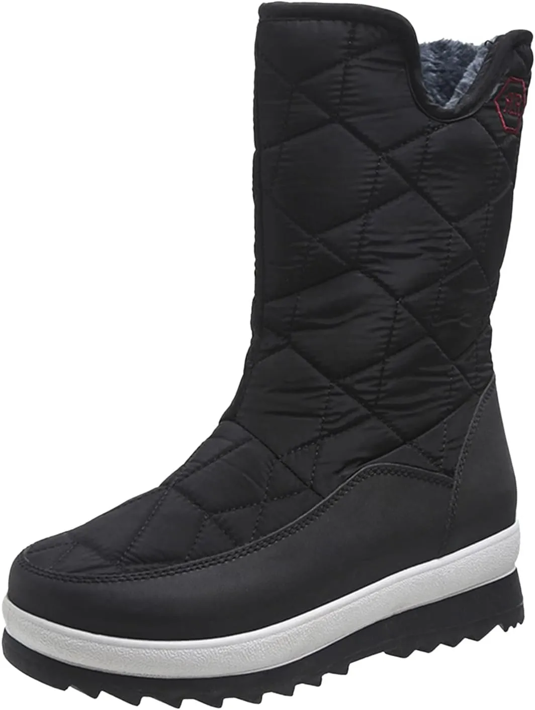 Women's Pull on Snow Boot Mid Calf Waterproof Winter Warm Lightweight Non Slip Faux Fur Lined Platform Ankle Booties
