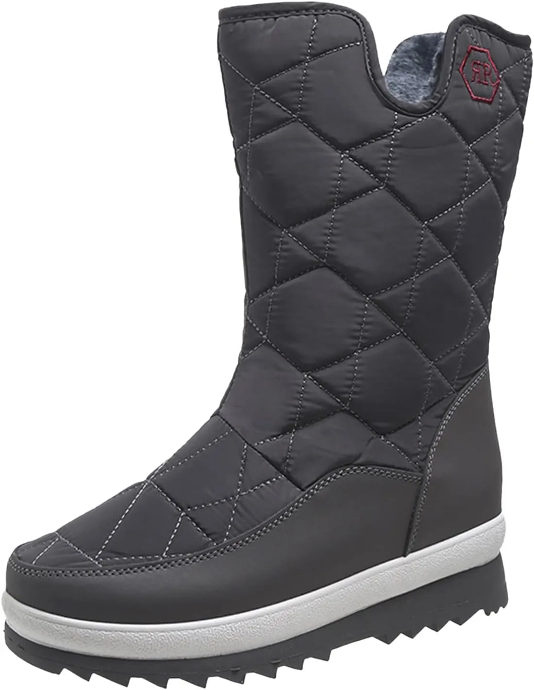 Women's Pull on Snow Boot Mid Calf Waterproof Winter Warm Lightweight Non Slip Faux Fur Lined Platform Ankle Booties