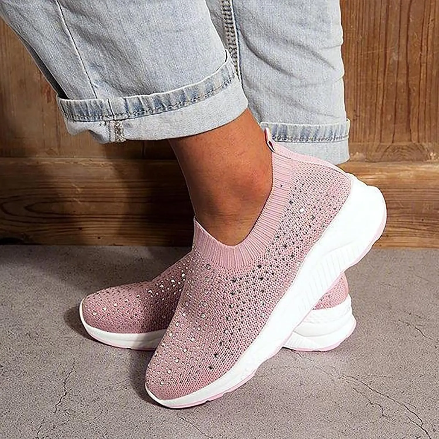 Women's Running Shoes All Black Slip On Walking Shoes for Women Wide Black and White Gym Shoes Women Womens High Top Sneakers Zapatos Antiderrapantes para Cocina De Mujer
