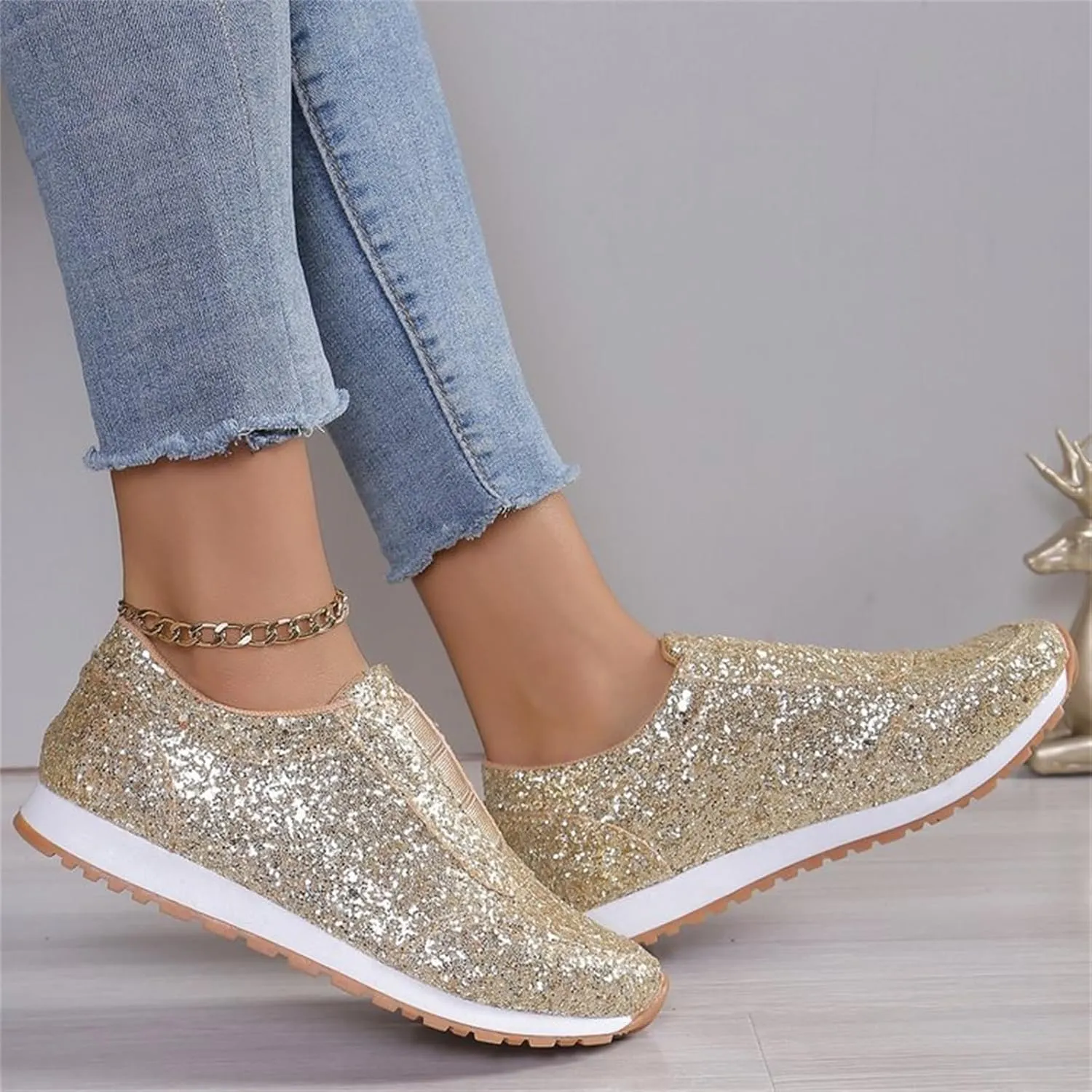 Womens Shoes Dressy Casual Slip On Sneakers Men Womens Loafers Wide Width Lightweight Cute Round Toe Christmas Dress Shoes for Women Round Toe Slip On Casual