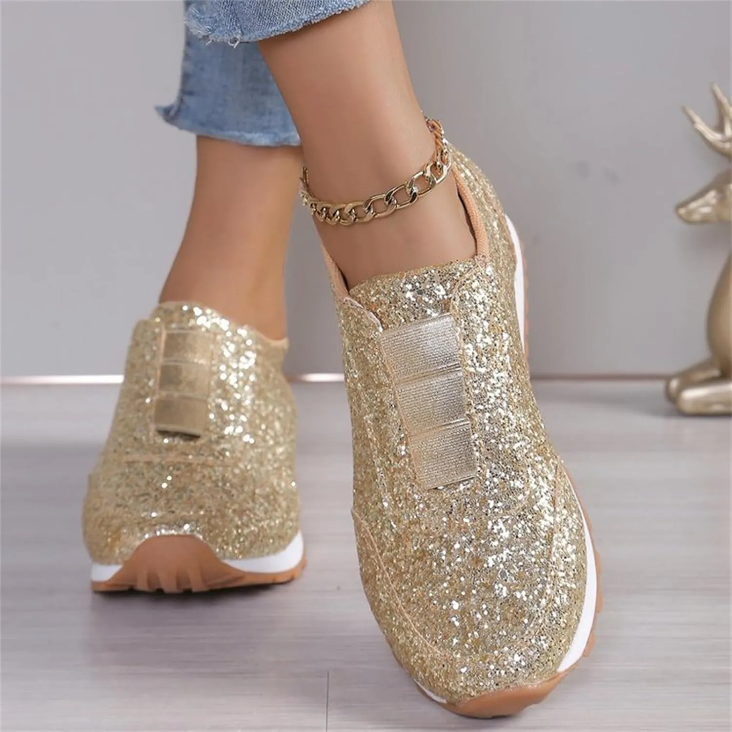 Womens Shoes Dressy Casual Slip On Sneakers Men Womens Loafers Wide Width Lightweight Cute Round Toe Christmas Dress Shoes for Women Round Toe Slip On Casual