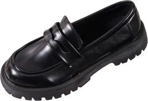 Womens Slip On Penny Loafers Height Enhancing Loafer Shoes Glossy Leather Work Shoes Wide Width Dress Shoes for Women