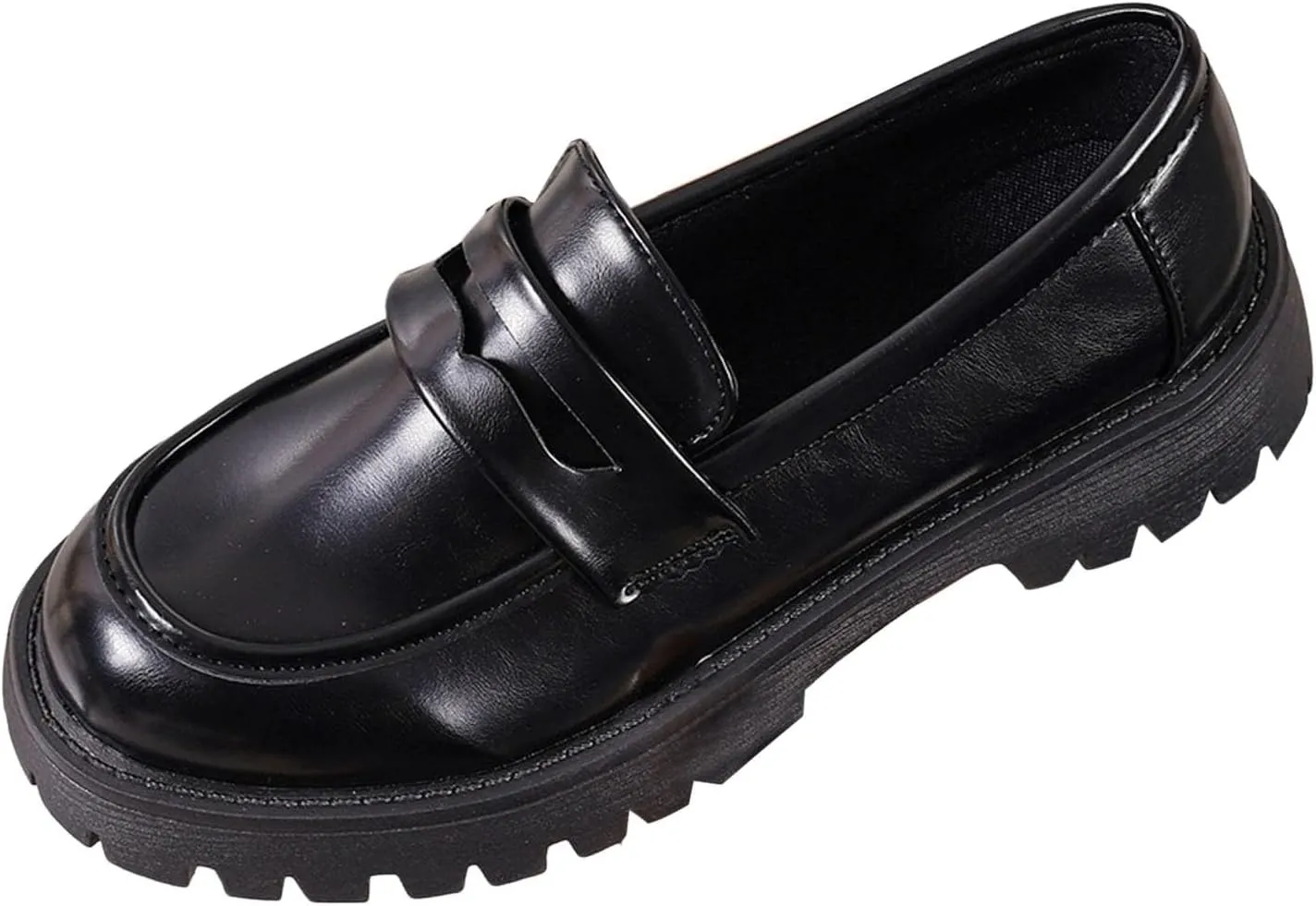 Womens Slip On Penny Loafers Height Enhancing Loafer Shoes Glossy Leather Work Shoes Wide Width Dress Shoes for Women