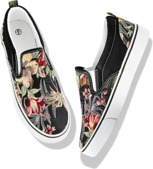 Women's Slip on Shoes Fashion Canvas Sneakers Low Top Casual Shoes Non Slip Loafers