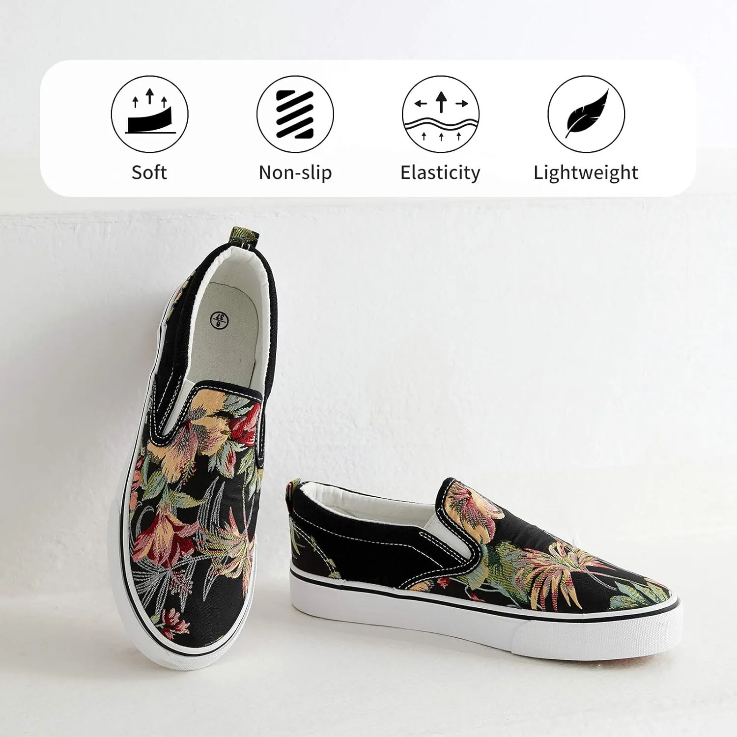 Women's Slip on Shoes Fashion Canvas Sneakers Low Top Casual Shoes Non Slip Loafers