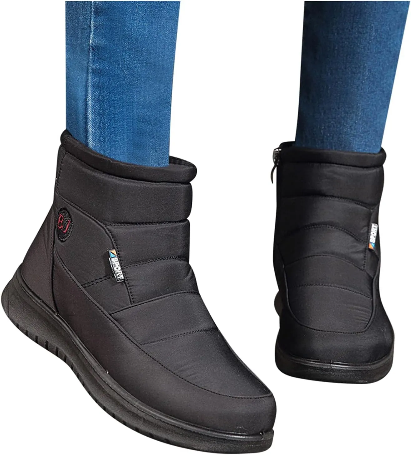 Womens Snow Boots Black Slip On Snow Boots for Ladies Women Winter Snow Boots Warm Fur Lined Shoes Snow Women Non Slip Work Shoes Women Men's Winter Booties
