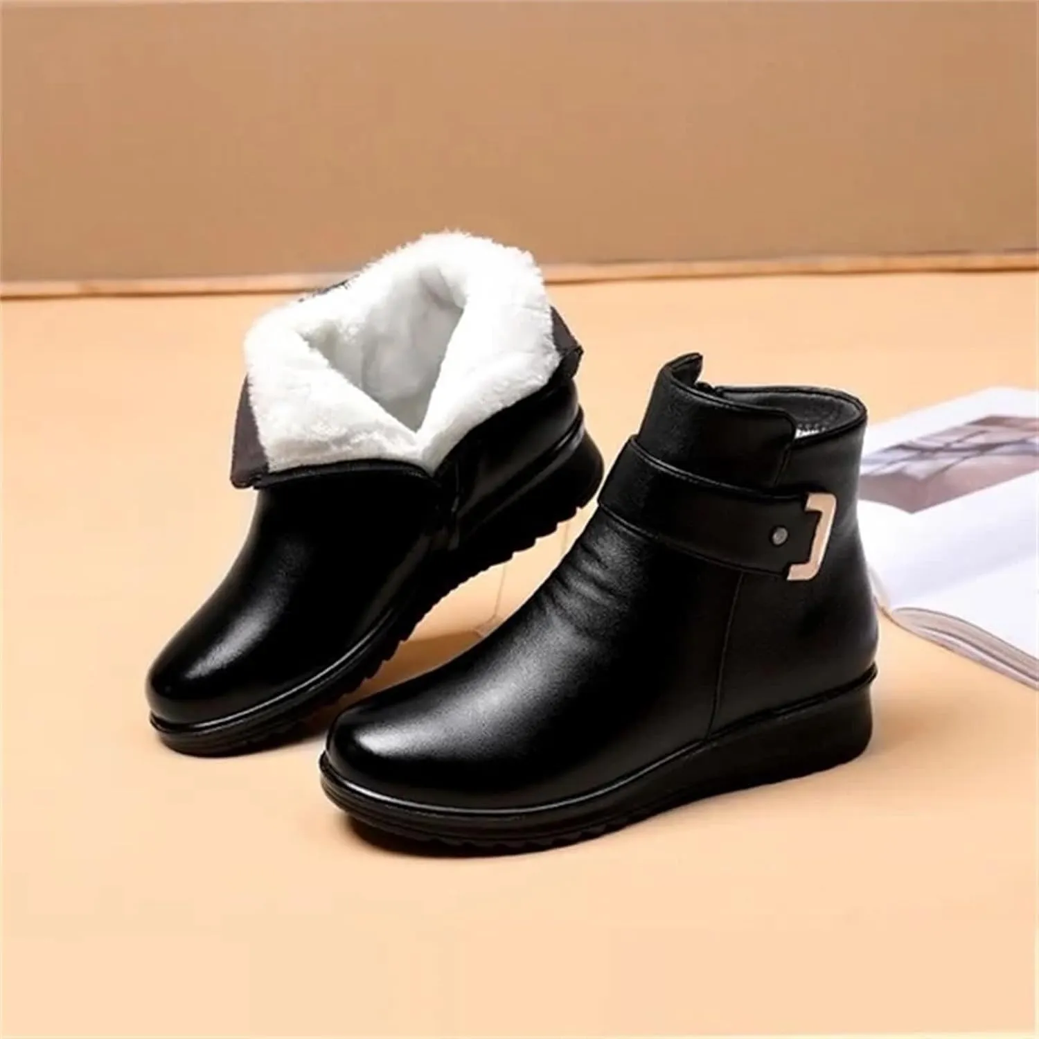 Womens Winter Boots Ankle Women's Slip On Snow Boots Womens Snow Boots Winter Warm Ankle Boots Thermal Shoes for Women Hiking Shoes Women Men Winter Booties
