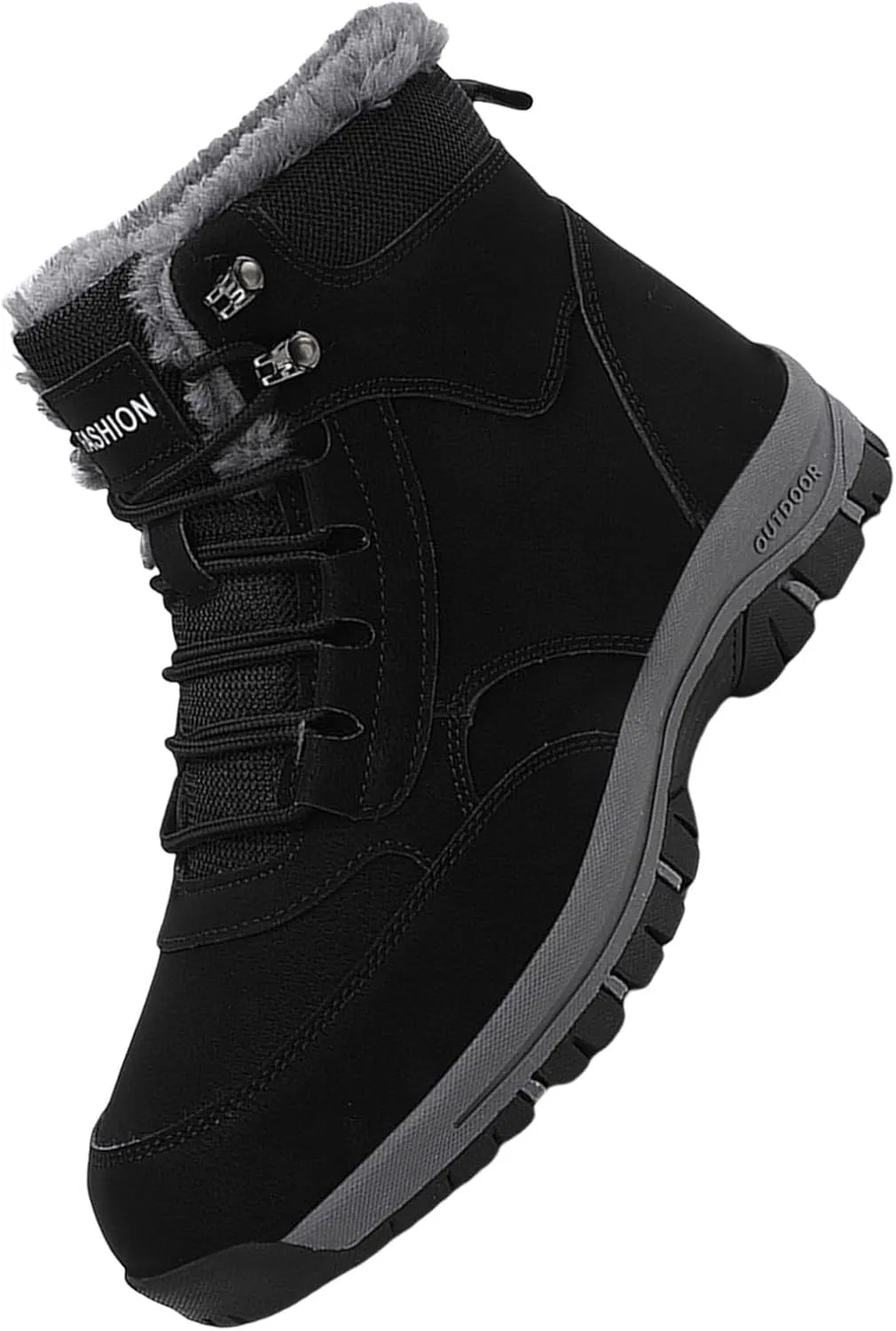 Work Boots for Men Waterproof Hiking Sneakers Warm Fur Lined Womens Safety Toe Shoes with Zipper Winter Outdoor Botas Waterproof Non Slip Hike Grounded Footwear