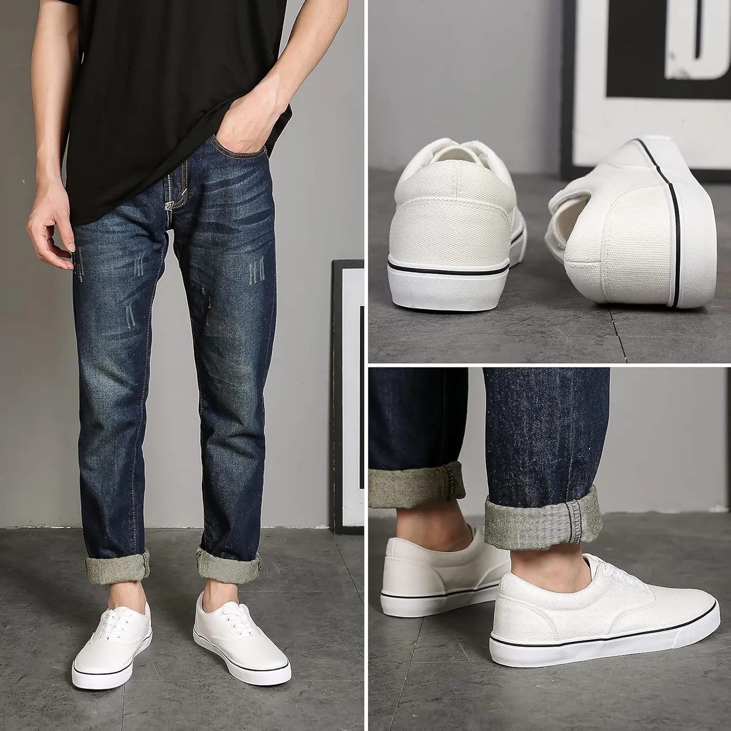 yageyan Mens Low Top Canvas Walking Shoes Lace-up Fashion Sneakers Casual