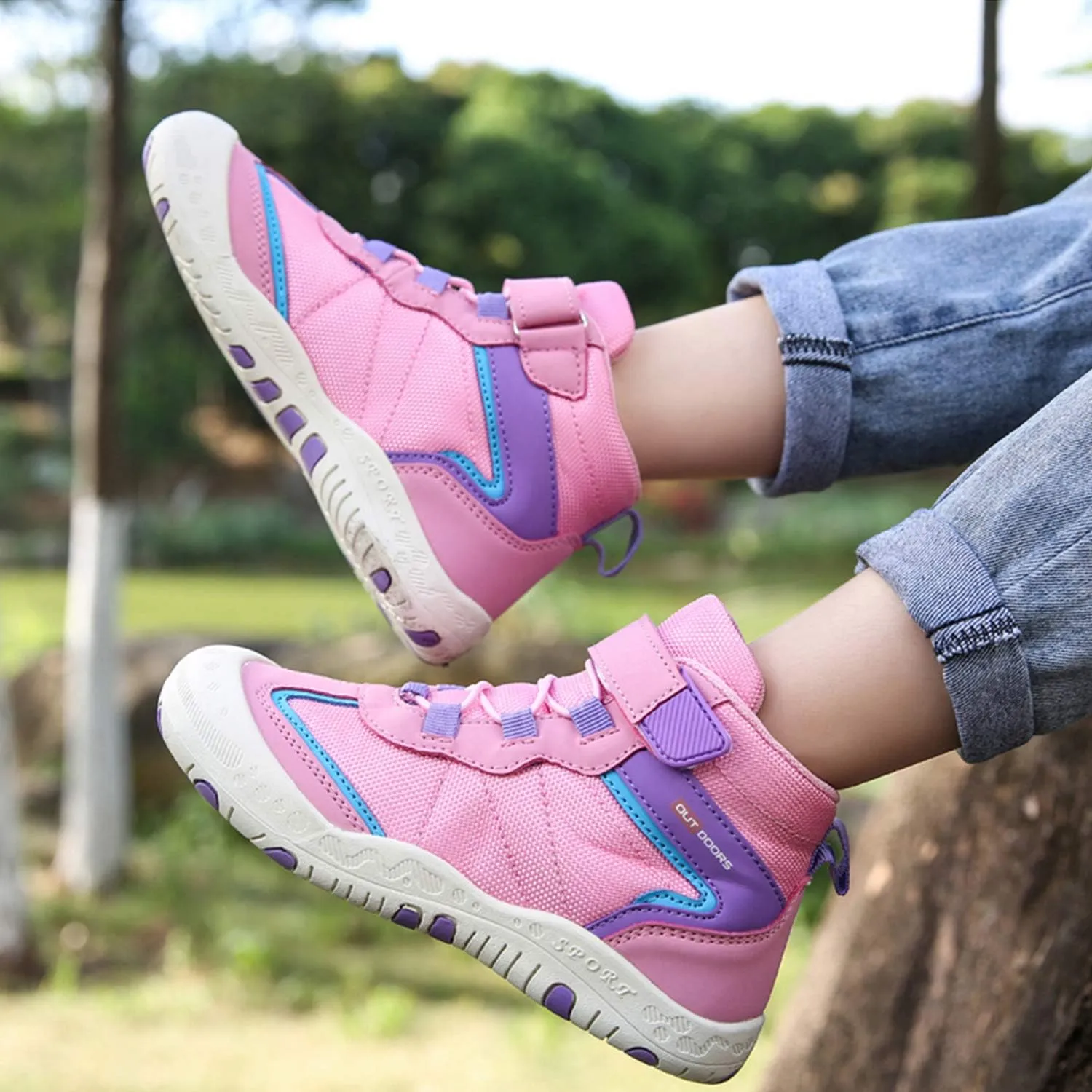 YUKTOPA Kids Boys Girls Outdoor Hiking Boots Breathable Anti-Slip Water Resistant Ankle Walking Trekking Shoes