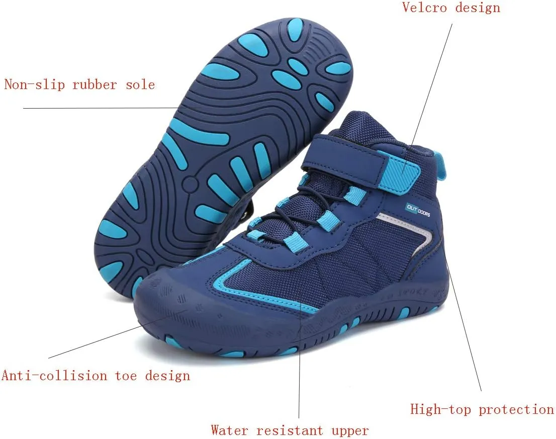 YUKTOPA Kids Boys Girls Outdoor Hiking Boots Breathable Anti-Slip Water Resistant Ankle Walking Trekking Shoes