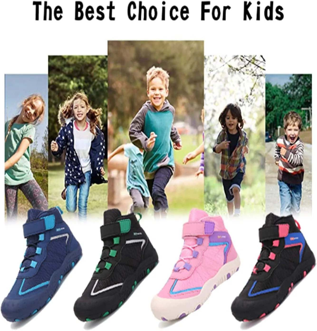 YUKTOPA Kids Boys Girls Outdoor Hiking Boots Breathable Anti-Slip Water Resistant Ankle Walking Trekking Shoes