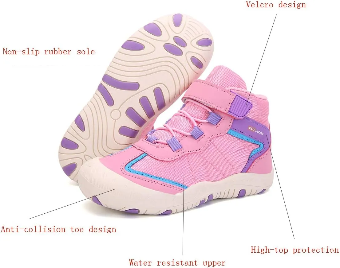 YUKTOPA Kids Boys Girls Outdoor Hiking Boots Breathable Anti-Slip Water Resistant Ankle Walking Trekking Shoes