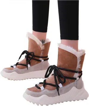 ZBYY Snow Boots for Womens,Winter Waterproof Mid Calf Booties Fur Lined Warm Outdoor Skiing Hiking Boots for Women