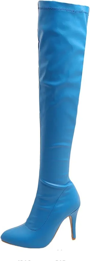 ZDLJYL Women's Thigh High Boots Over The Knee Boot Shoes Autumn Winter Stretch Pointed Toe Stiletto High-Heeled Sexy Ladies Boots